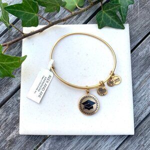 Alex and Ani Class of 2020 Grad Charm Bracelet Gold Finish - Expands 2"- 3.5"